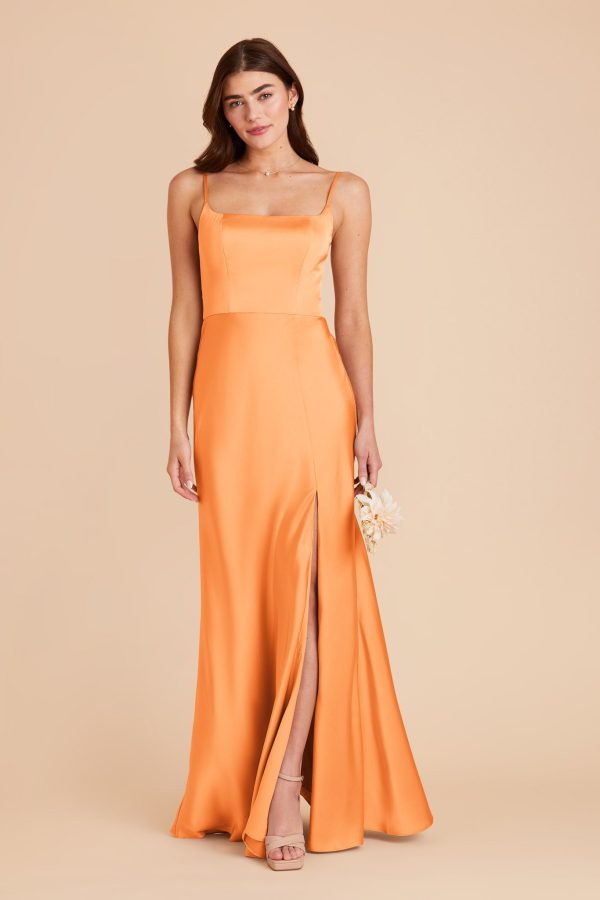 Mai Matte Satin Dress - Apricot Online Sale
